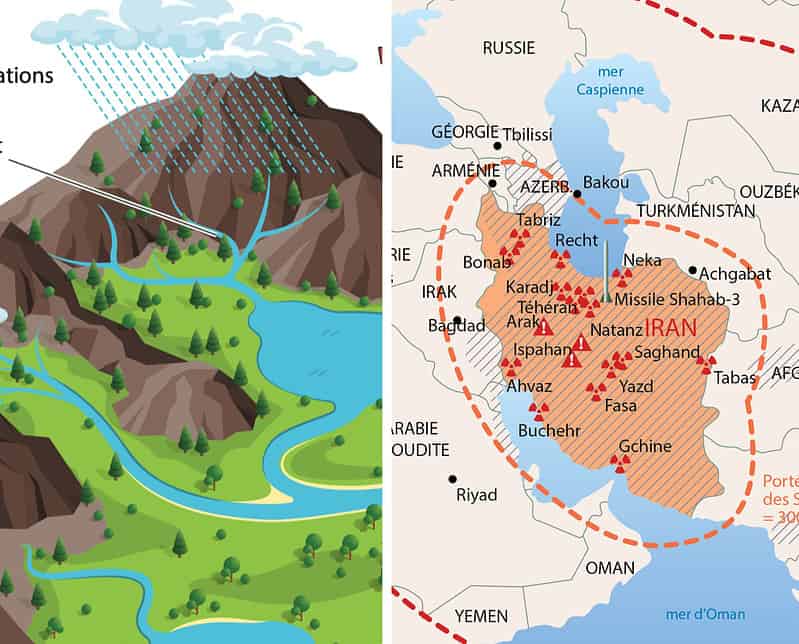 Carte de l'Iran montrant le fleuve.