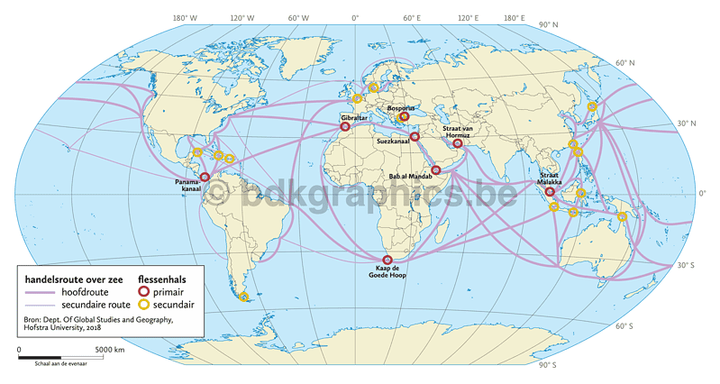 Een kaart met de locaties van de belangrijkste luchthavens ter wereld.