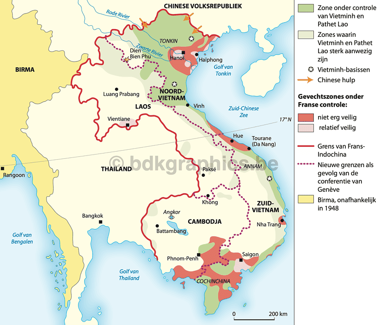 Een kaart van Vietnam met de regio's van Vietnam.