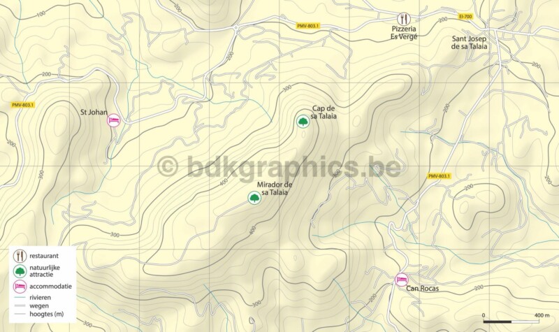 Een kaart die de locatie van een berg aangeeft.