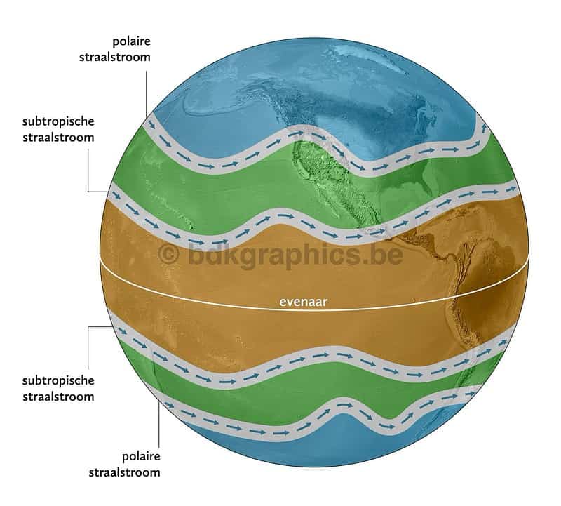Een diagram van het aardoppervlak met verschillende gelabelde lagen.